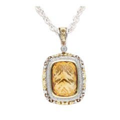 Charles Krypell Citrine and Diamond Necklace in STERLING SILVER|18K