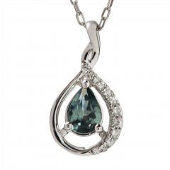 Montana Sapphire and Diamond Pendant in 14K