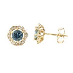 Montana Sapphire and Diamond Stud Earrings in 14K