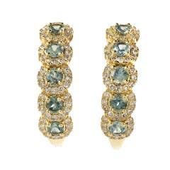 Montana Sapphire and Diamond Hoop Earrings in 14K