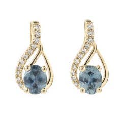 Montana Sapphire and Diamond Dangle Earrings in 14K Yellow Gold