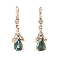 Montana Sapphire and Diamond Dangle Earrings in 14K Rose Gold