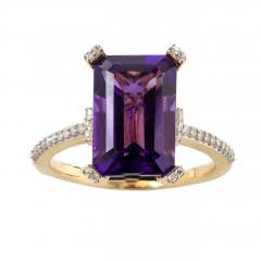 Amethyst and Diamond Ring in 14K