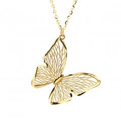  Rolo Chain With Butterfly Necklace in 14K