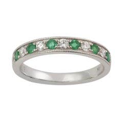 Emerald and Diamond Stackable Ring in 14K White Gold