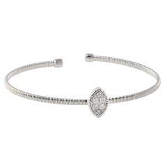 Diamond Flexible Bangle Cuff Bracelet in 18K White Gold