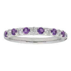 Amethyst and Diamond Anniversary Band in 14K