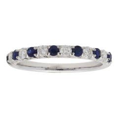 Sapphire and Diamond Anniversary Band in 14K White Gold