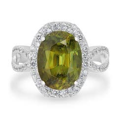 GEM BLEU Sphene and Diamond Ring in 14K