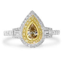 GEM BLEU Pear Yellow Diamond Ring in 14K White Gold