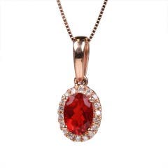 Cirari Couture Jewels Fire Opal and Diamond Pendant in 14K