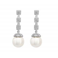 EFFY South Sea Pearl and Diamond Dangle Earrings in 14K White Gold