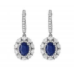 EFFY Sapphire and Diamond Drop Earrings in 14K White Gold