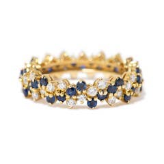 RCM Sapphire and Diamond Eternity Band Ring in 18K