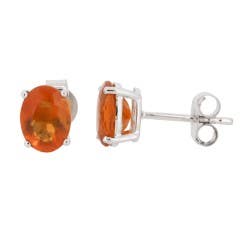 Chromia Collection Fire Opal Oval Stud Earrings in 18K