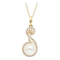 Effy Pearl and Diamond Pendant in 14K
