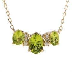 Arizona Peridot and Diamond Necklace in 14K