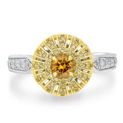 GEM BLEU Orange Diamond Ring in 14K Gold
