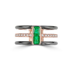 EFFY Emerald and Diamond Ring in 14K Rose Gold